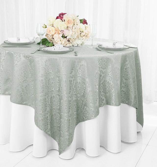 Square Polyester Table Overlay 72x72 Silver
