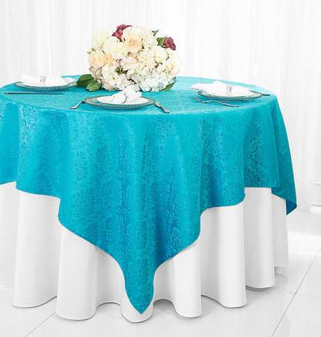Square Polyester Table Overlay 72x72 Turquoise