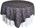 Square Satin Rosette Table Overlay 72x72 Pewter/Charcoal