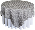 Square Satin Rosette Table Overlay 72x72 Silver