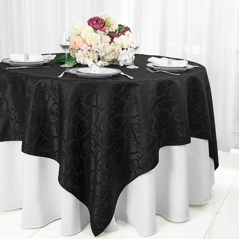 Square Polyester Table Overlay 72x72 Black