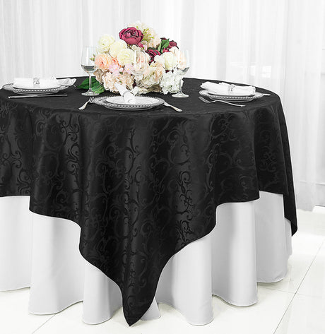Square Polyester Table Overlay 72x72 Black