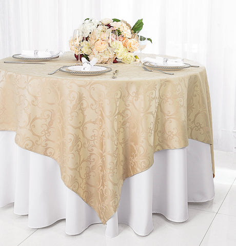 Square Polyester Table Overlay 72x72 Champagne