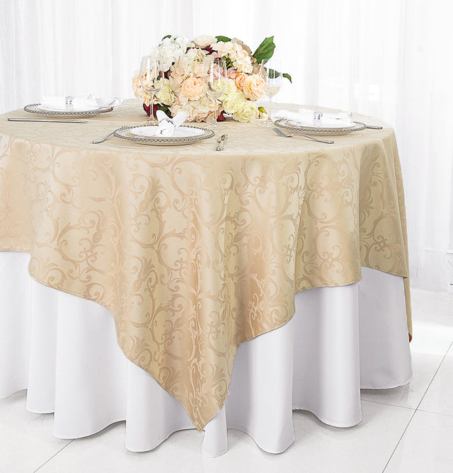 Square Polyester Table Overlay 72x72 Champagne