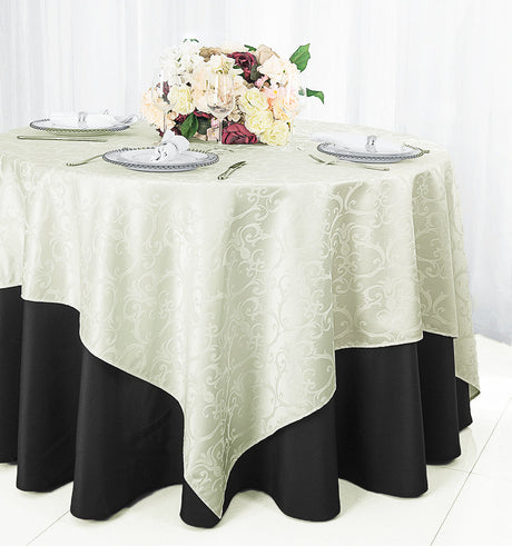 Square Polyester Table Overlay 72x72 Ivory