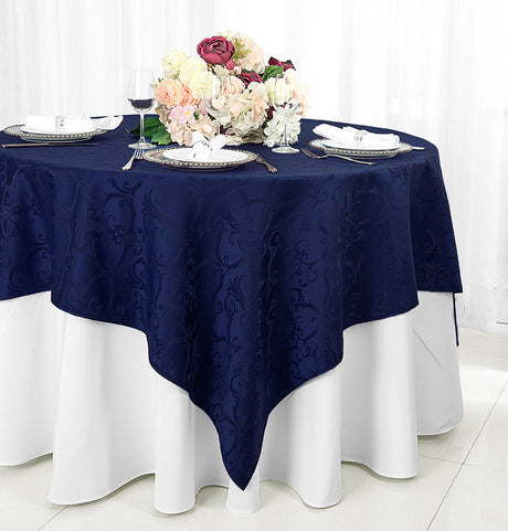 Square Polyester Table Overlay 72x72 Navy Blue