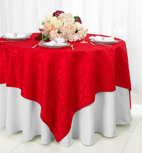 Square Polyester Table Overlay 72x72 Red
