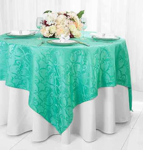 Square Polyester Table Overlay 72x72 Tiff Blue/Aqua Blue