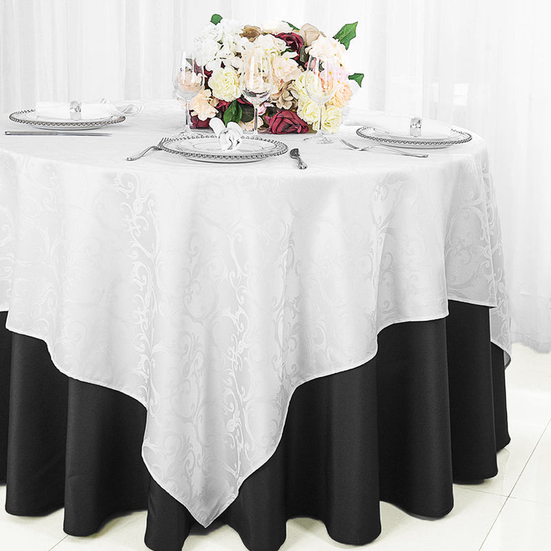 Square Polyester Table Overlay 72x72 White