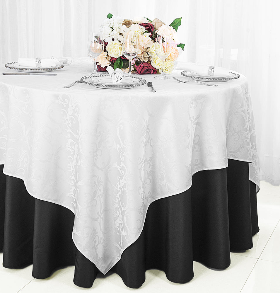 Square Polyester Table Overlay 72x72 White