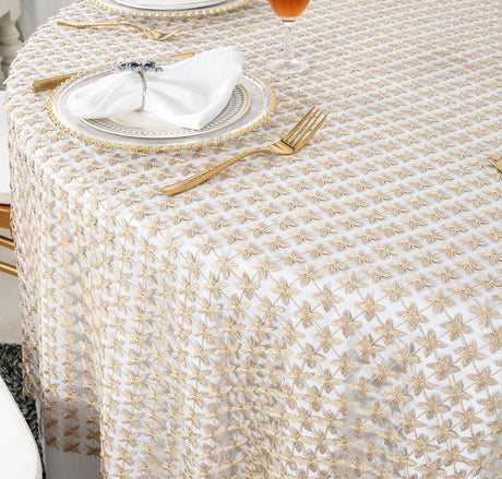 Square Lace Table Overlay 72x72 Champagne