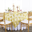 Square Lace Table Overlay 72x72 Light Gold