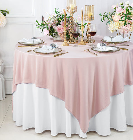 Square Scuba Table Overlay 72x72 Blush Pink