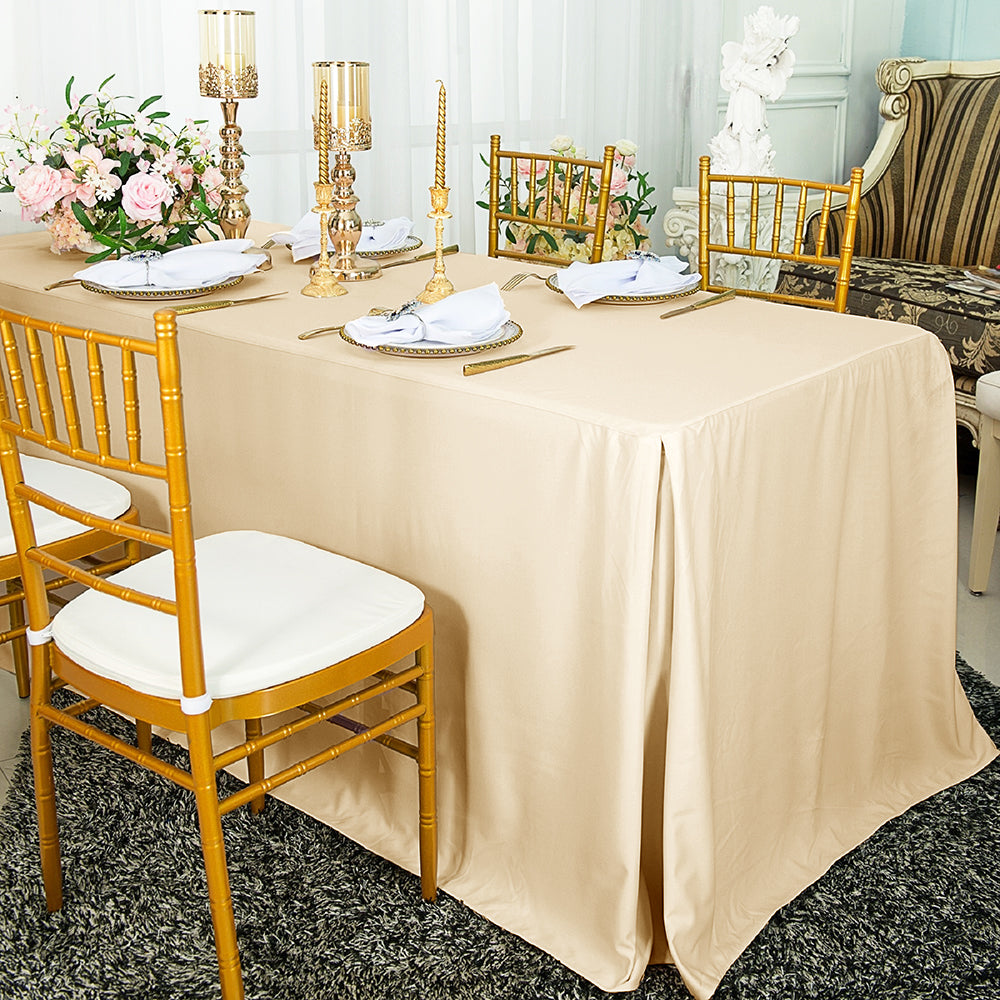 Rectangular Scuba Fitted Table Cover 6 Ft Champagne