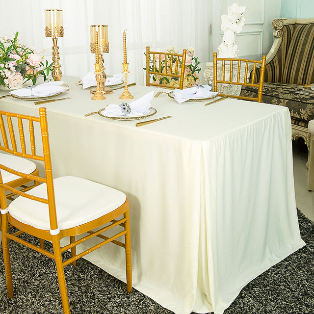 Rectangular Scuba Fitted Table Cover 6 Ft Ivory
