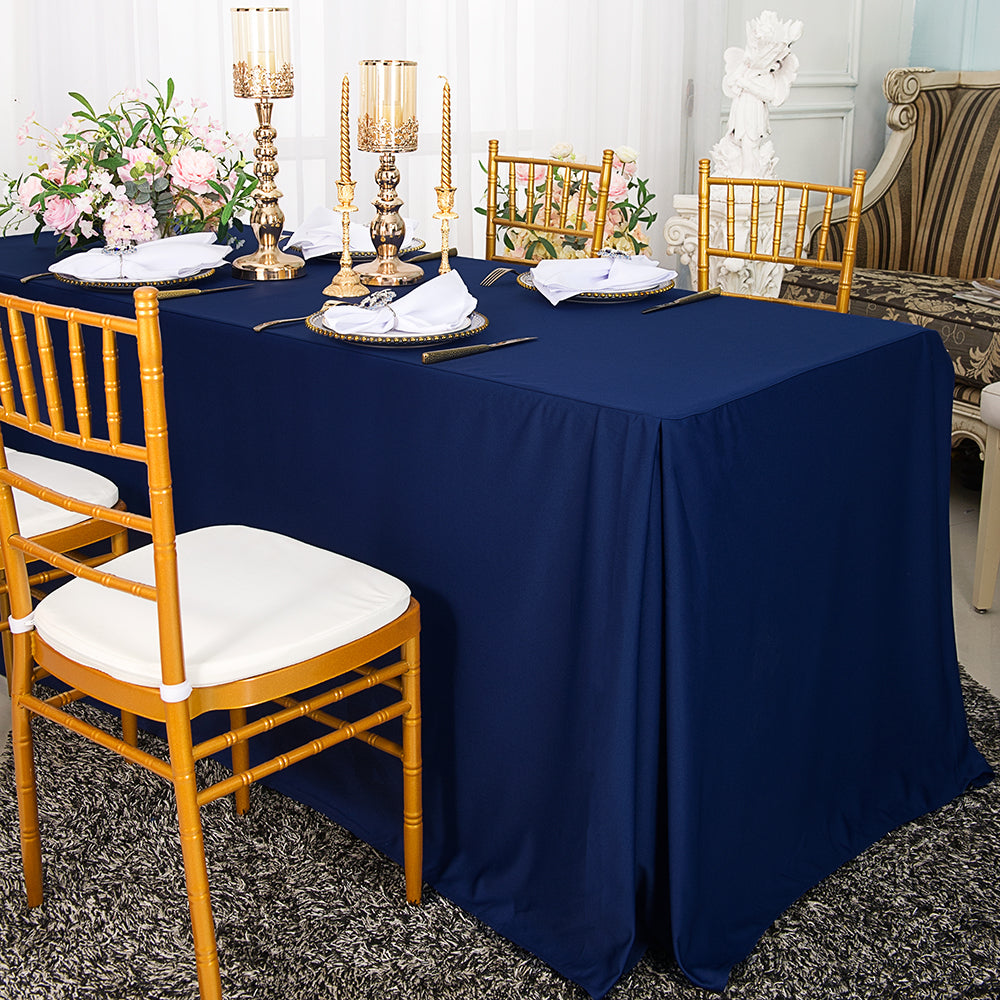 Rectangular Scuba Fitted Table Cover 6 Ft Navy Blue