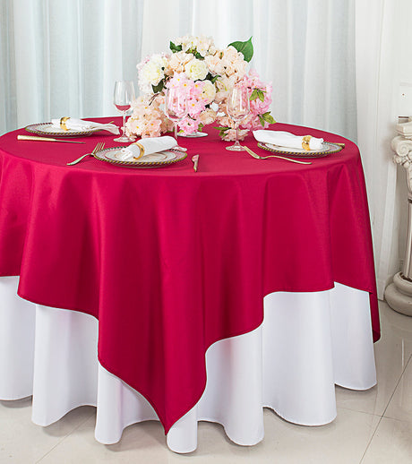 Square Polyester Table Overlay Topper 72x72 Apple Red