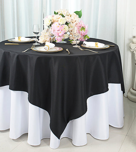 Square Polyester Table Overlay Topper 72x72 Black