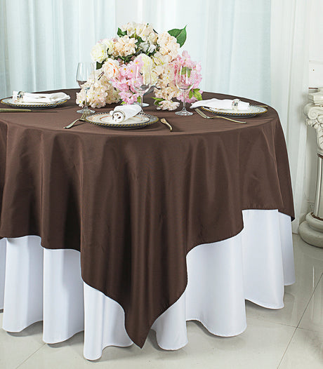 Square Polyester Table Overlay Topper 72x72 Chocolate