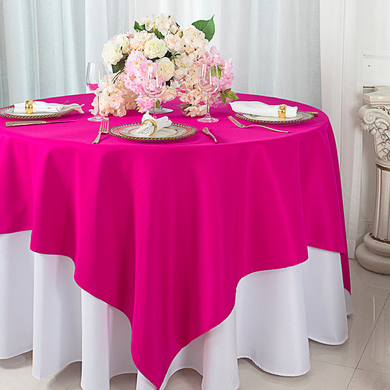 Square Polyester Table Overlay Topper 72x72 Fuchsia