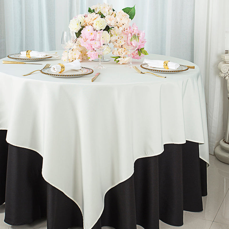 Square Polyester Table Overlay Topper 72x72 Ivory