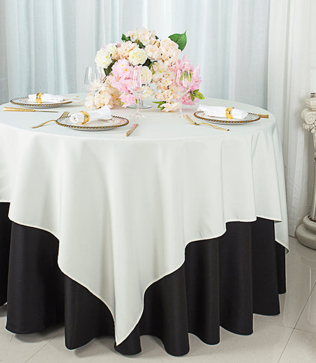 Square Polyester Table Overlay Topper 72x72 Ivory