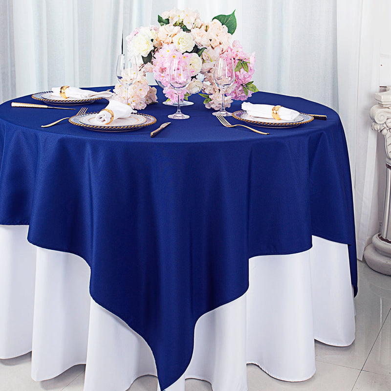 Square Polyester Table Overlay Topper 72x72 Navy Blue