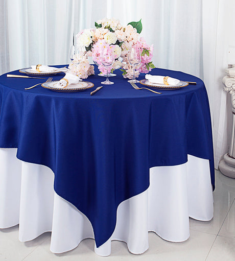 Square Polyester Table Overlay Topper 72x72 Navy Blue