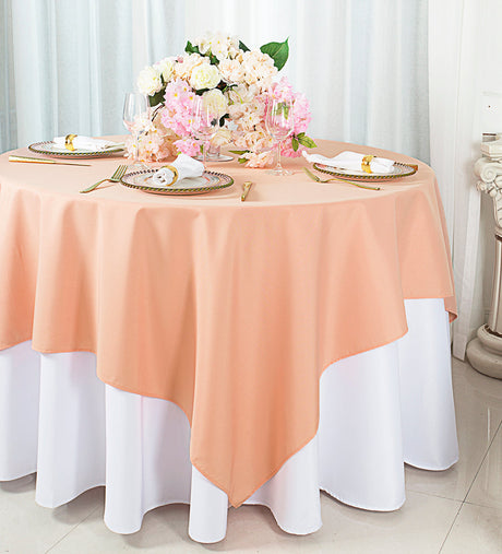 Square Polyester Table Overlay Topper 72x72 Apricot/Peach