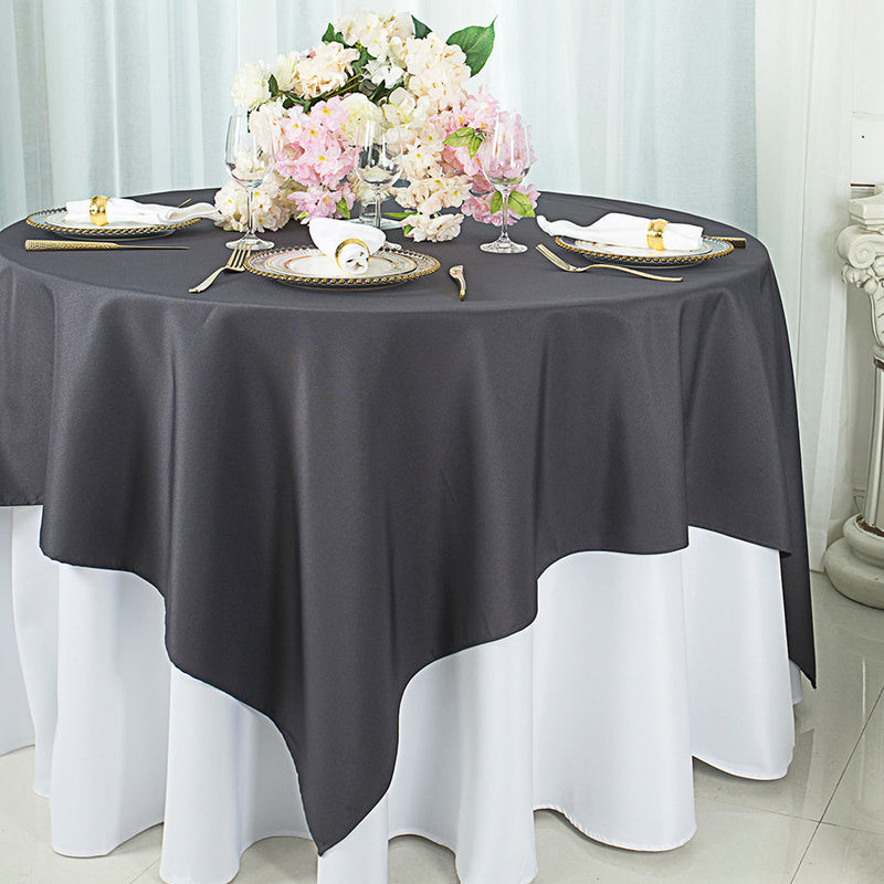 Square Polyester Table Overlay Topper 72x72 Pewter