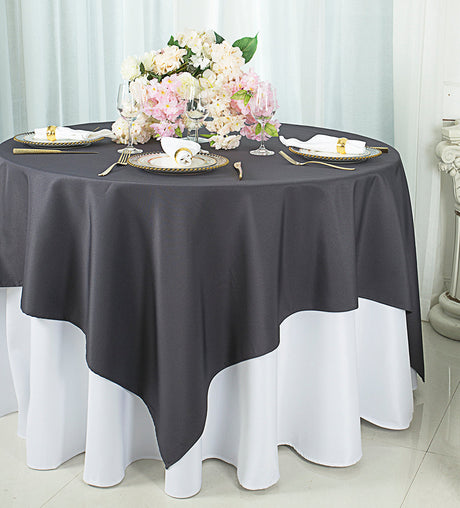 Square Polyester Table Overlay Topper 72x72 Pewter