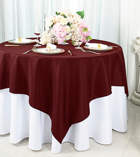 Square Polyester Table Overlay Topper 72x72 Burgundy