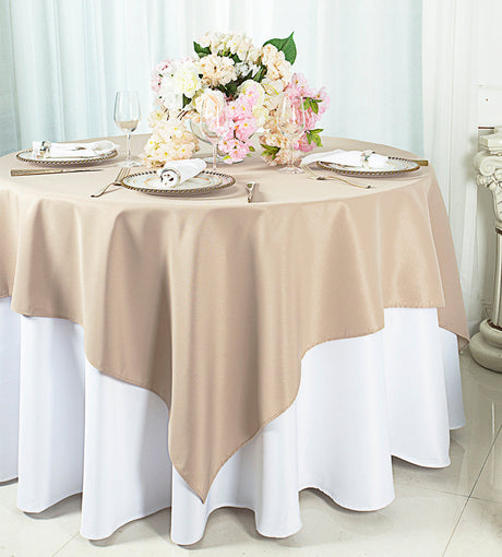 Square Polyester Table Overlay Topper 72x72 Champagne