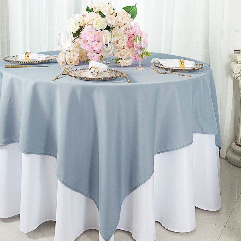 Square Polyester Table Overlay Topper 72x72 Dusty Blue