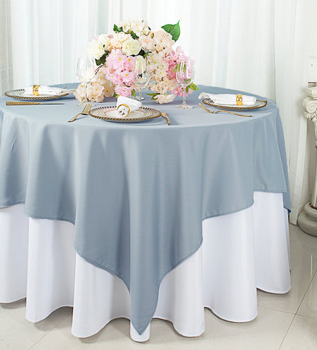 Square Polyester Table Overlay Topper 72x72 Dusty Blue