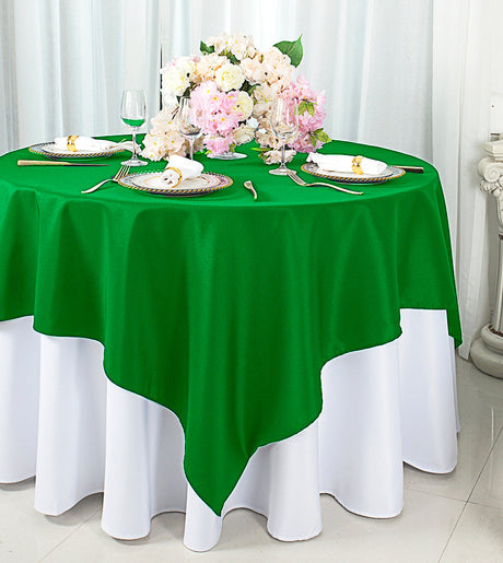 Square Polyester Table Overlay Topper 72x72 Emerald Green
