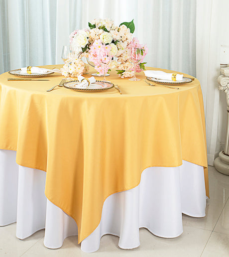 Square Polyester Table Overlay Topper 72x72 Gold