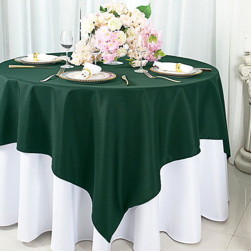 Square Polyester Table Overlay Topper 72x72 Hunter Green/Holly Green