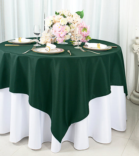 Square Polyester Table Overlay Topper 72x72 Hunter Green/Holly Green