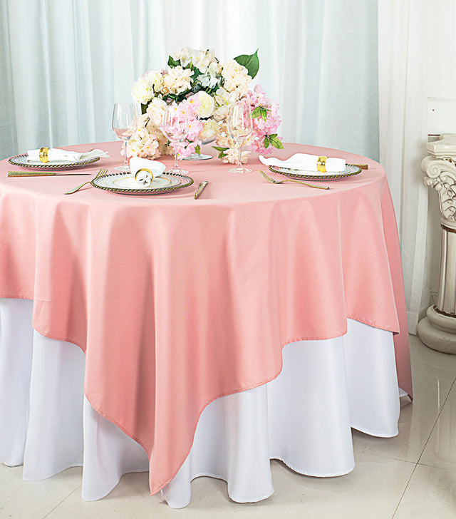 Square Polyester Table Overlay Topper 72x72 Rose Pink