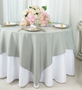 Square Polyester Table Overlay Topper 72x72 Silver
