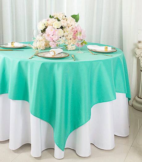 Square Polyester Table Overlay Topper 72x72 Tiff Blue/Aqua Blue