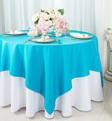Square Polyester Table Overlay Topper 72x72 Turquoise