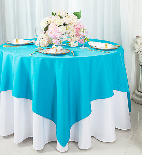 Square Polyester Table Overlay Topper 72x72 Turquoise