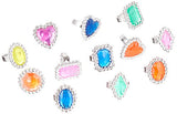 Plastic Jewel Rings, 24 Count Assortment