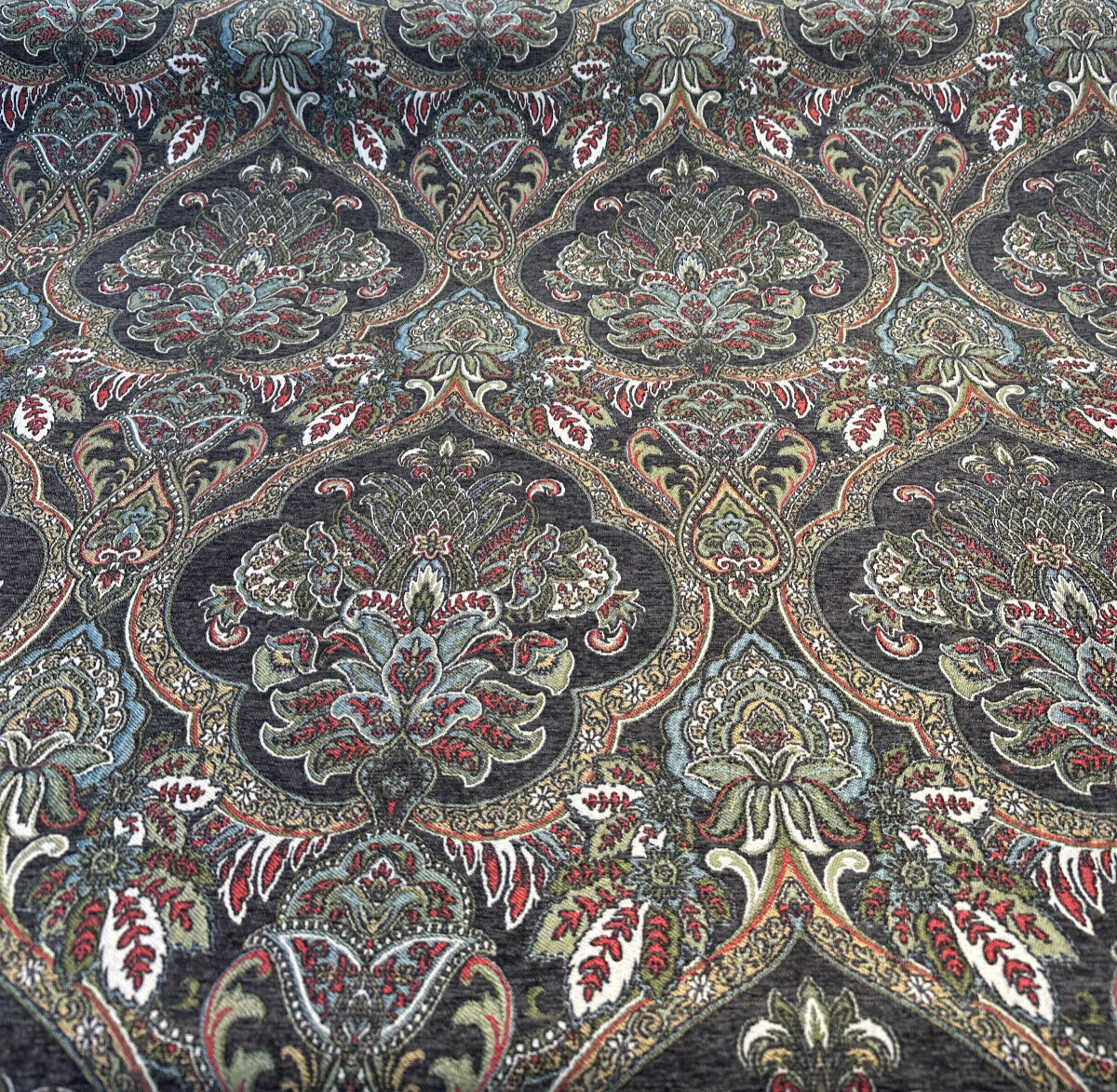 Swavelle Elowen Chenille Fabric - Dark Multi Damask, 58" Width (By The Yard)