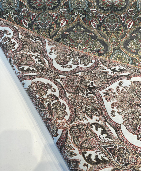 Swavelle Elowen Chenille Fabric - Dark Multi Damask, 58" Width (By The Yard)