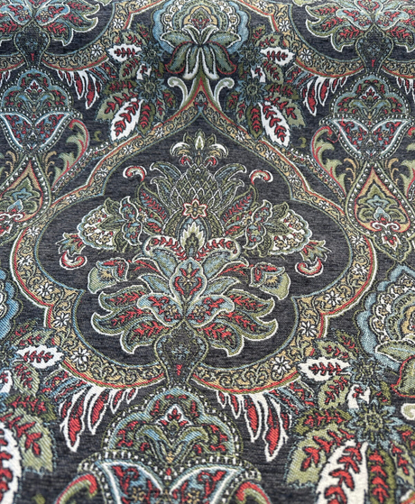 Swavelle Elowen Chenille Fabric - Dark Multi Damask, 58" Width (By The Yard)