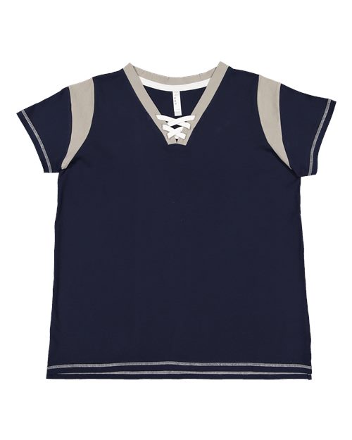 LAT Women's Curvy Lace-Up Fine Jersey Tee