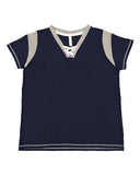 LAT Women's Curvy Lace-Up Fine Jersey Tee